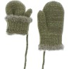 Baby mittens in plain knit with lurex wrist and teddy plush lining wit