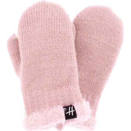 Moufles bébé en maille unie avec lurex, poignet et doub