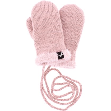 Moufles bébé en maille unie avec lurex, poignet et doub