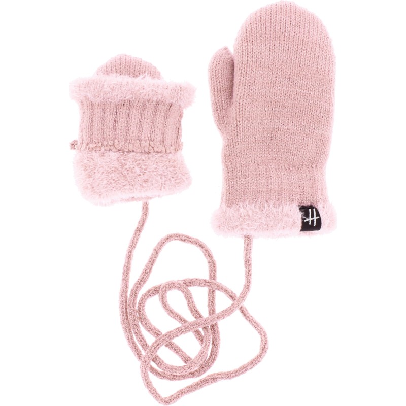 Moufles bébé en maille unie avec lurex, poignet et doub