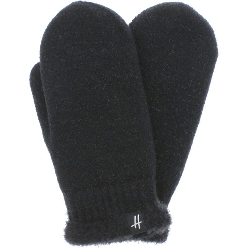 Moufles femme en maille unie avec lurex poignet et do