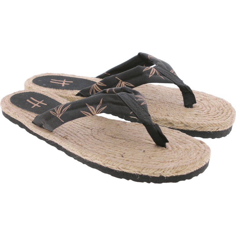 Tong à semelle type espadrille, tissu à motif