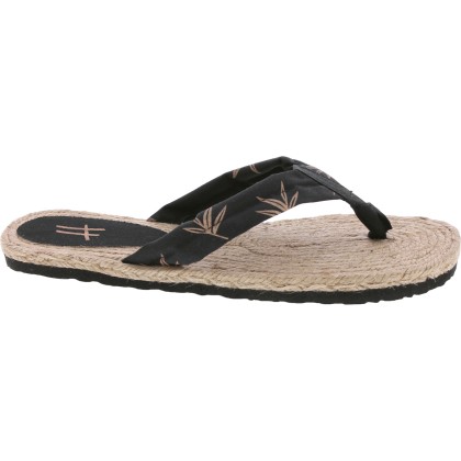 Tong à semelle type espadrille, tissu à motif