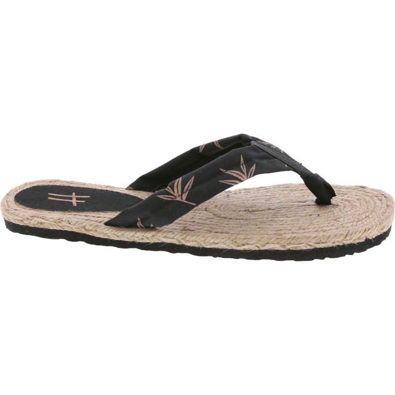 Tong à semelle type espadrille, tissu à motif Tong à semelle type espadrille, tissu à motif