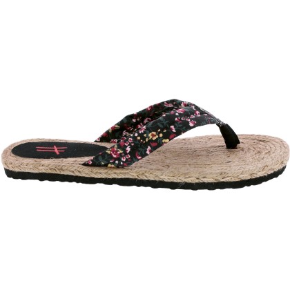 Tong à semelle type espadrille, tissu à motif