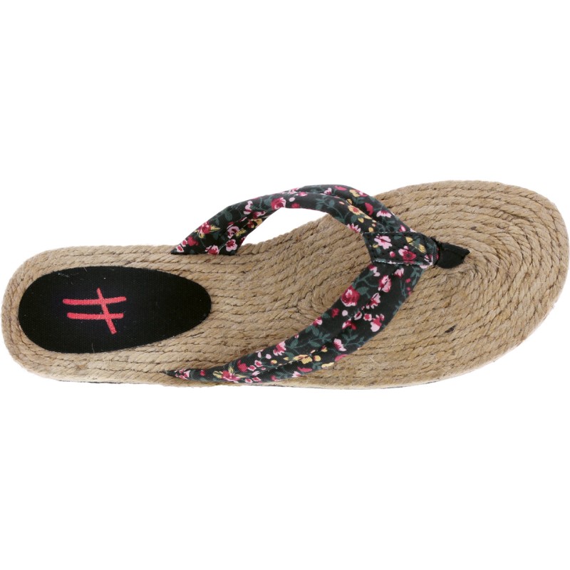 Tong à semelle type espadrille, tissu à motif Tong à semelle type espadrille, tissu à motif