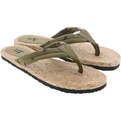 Tong à semelle type espadrille, tissu à motif
