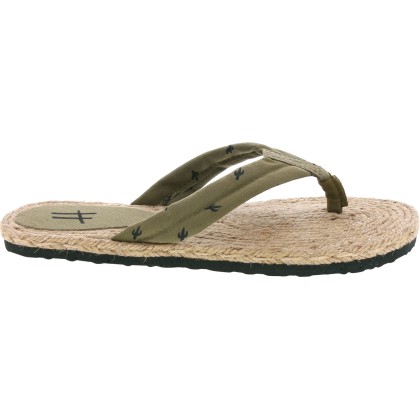 Tong à semelle type espadrille, tissu à motif