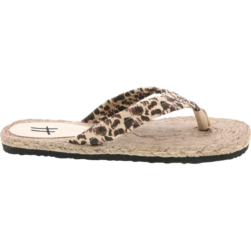Tong à semelle type espadrille, tissu à motif Tong à semelle type espadrille, tissu à motif