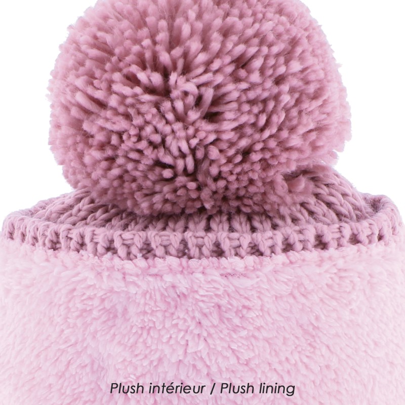 bonnet pompon avec doublure en plush