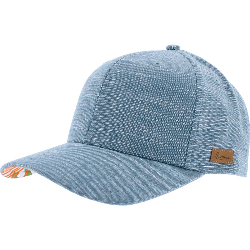 Casquette baseball unie avec motif tropical sous la visière. Fermeture