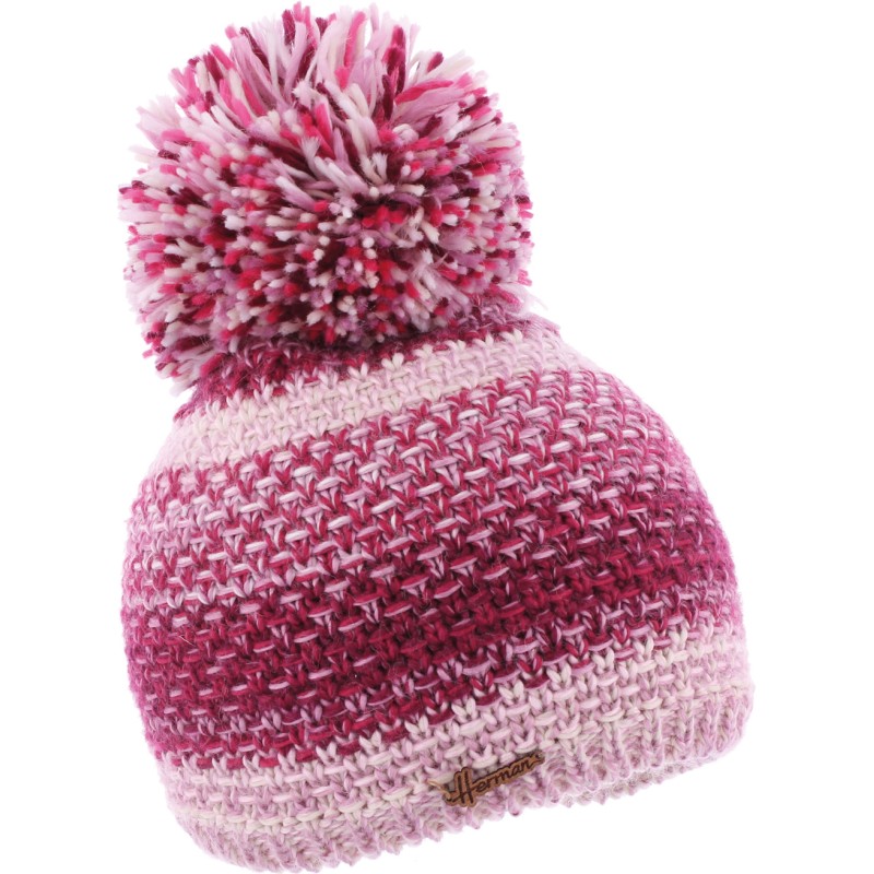 bonnet pompon hiver rose
