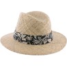 Chapeau grand bord droit en paille seagrass uni avec fine ceinture fau