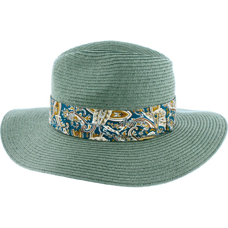 Chapeau de paille à grand bord décoration foulard Chapeau de paille à grand bord décoration foulard