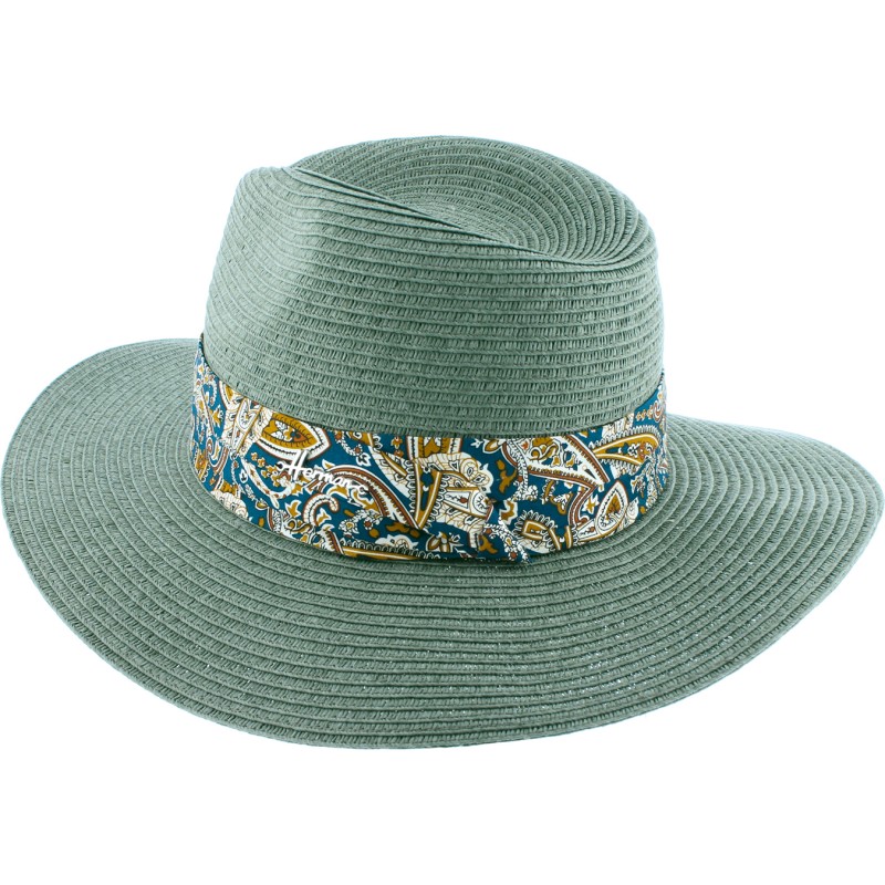 Chapeau de paille à grand bord décoration foulard Chapeau de paille à grand bord décoration foulard