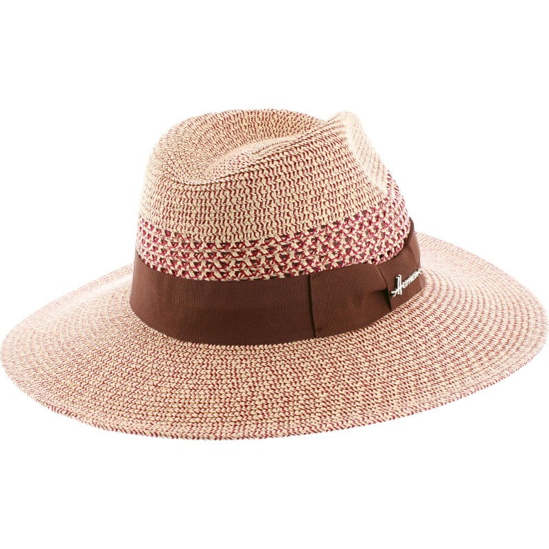 Chapeau grand bord en paille polypropylène cousue, déformable, avec un Chapeau grand bord en paille polypropylène cousue, déformable, avec un