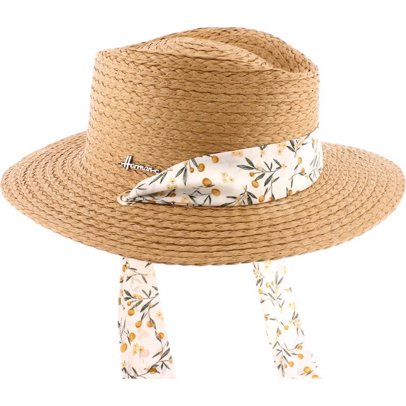 Chapeau en paille raphia avec foulard amovible et cordon de serrage in Chapeau en paille raphia avec foulard amovible et cordon de serrage in