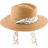 Chapeau en paille raphia avec foulard amovible et cordon de serrage in