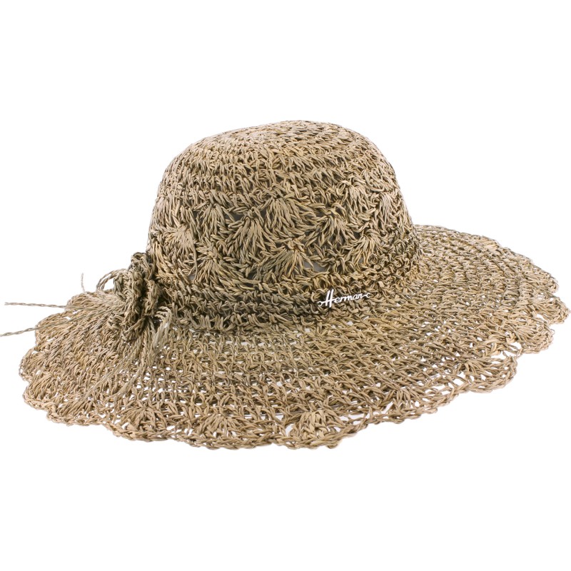 Natural straw capeline with straw flower decoration Natural straw capeline with straw flower decoration