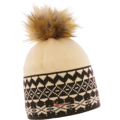 bonnet pompon et motif geometrique jacquard
