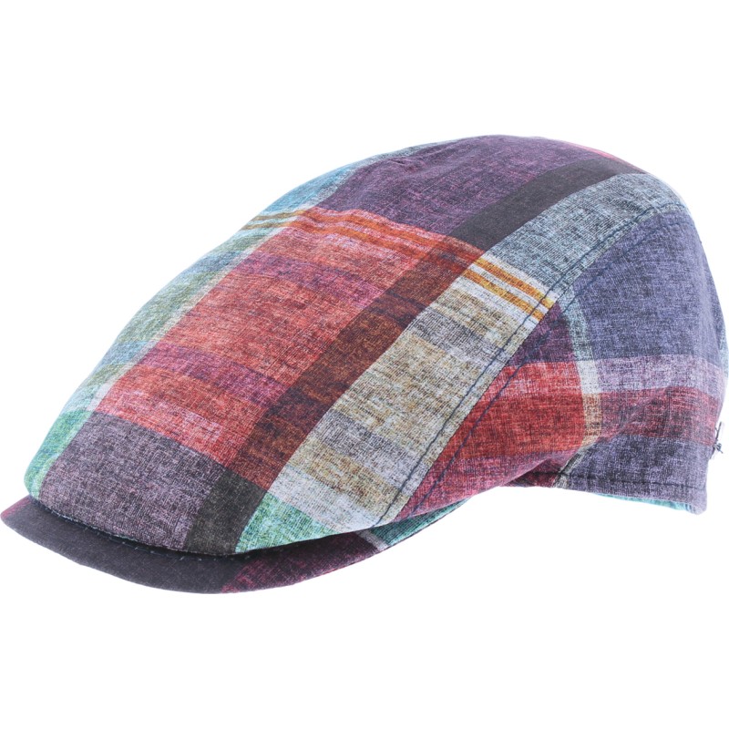 Casquette plate avec tissu à carreaux Casquette plate avec tissu à carreaux