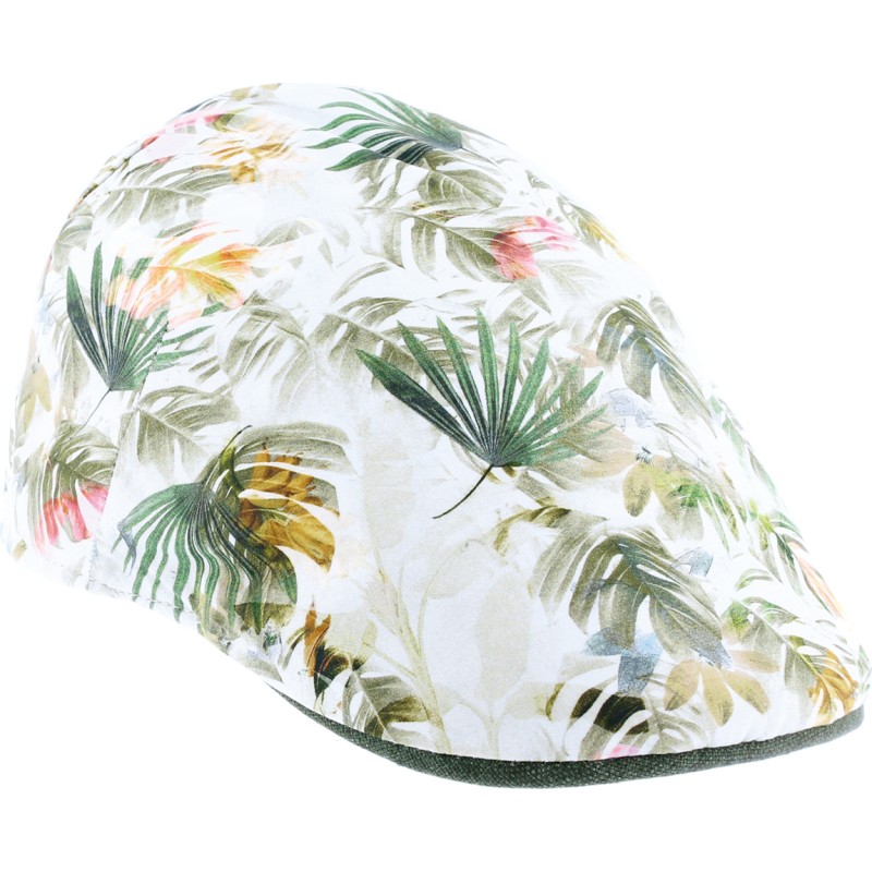 Tropical pattern flat cap