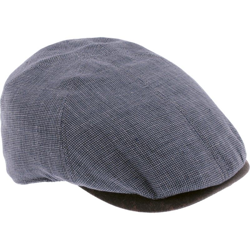 Casquette plate unie en lin avec sous visière en faux cuir.