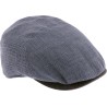 Plain color linen  flat cap with pu leather under the peak.