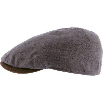 Casquette plate unie en lin avec sous visière en faux cuir.