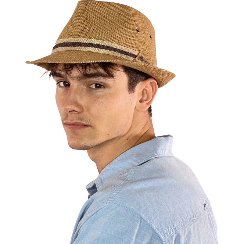 Chapeau petit bord lin uni avec galon bi-couleur. Chapeau petit bord lin uni avec galon bi-couleur.