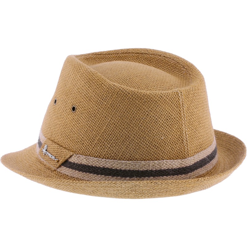 Chapeau petit bord lin uni avec galon bi-couleur. Chapeau petit bord lin uni avec galon bi-couleur.