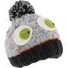 Bonnet monster multicolore en maille tricoté main avec pompon multicol