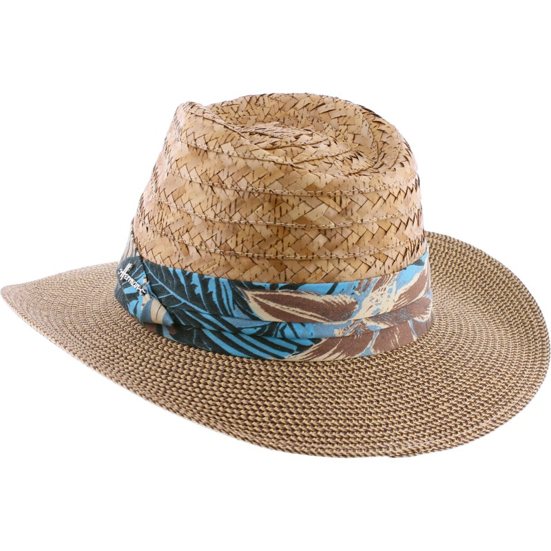 Chapeau grand bord avec la calotte en paille naturelle et le bord en p Chapeau grand bord avec la calotte en paille naturelle et le bord en p