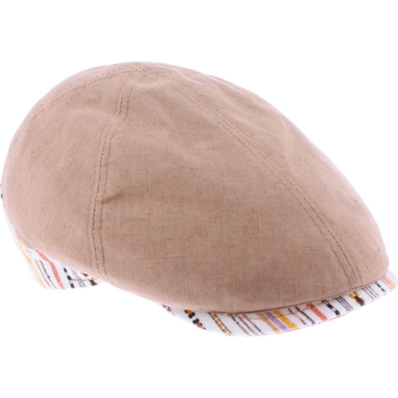 Casquette plate unie avec tissu à motifs sur les cotés Casquette plate unie avec tissu à motifs sur les cotés