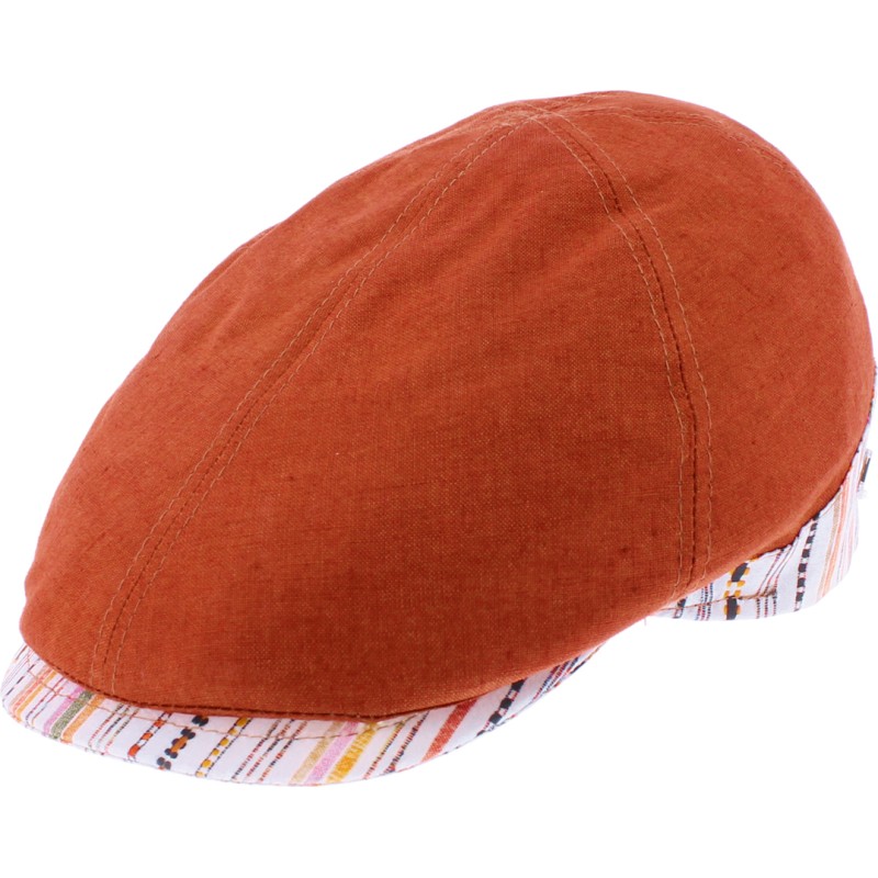 Casquette plate unie avec tissu à motifs sur les cotés Casquette plate unie avec tissu à motifs sur les cotés
