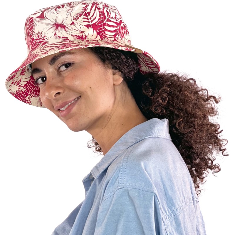 bob femme herman motif tropical coloris rose bob femme herman motif tropical coloris rose