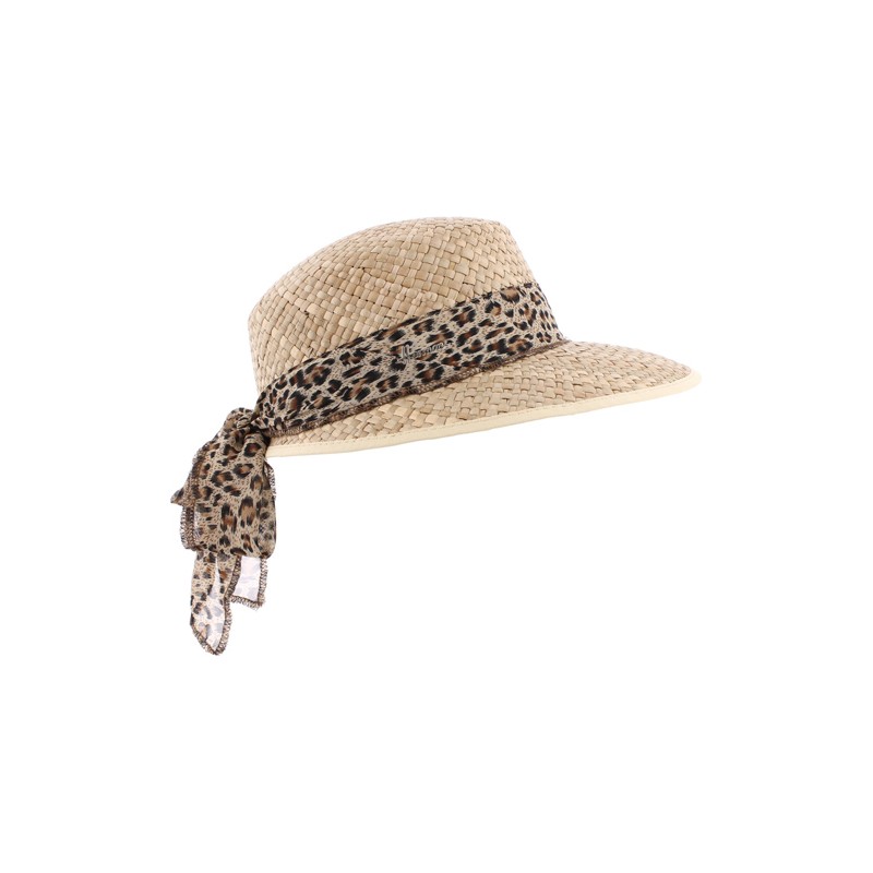 Casquette en paille naturelle unie avec foulard Casquette en paille naturelle unie avec foulard