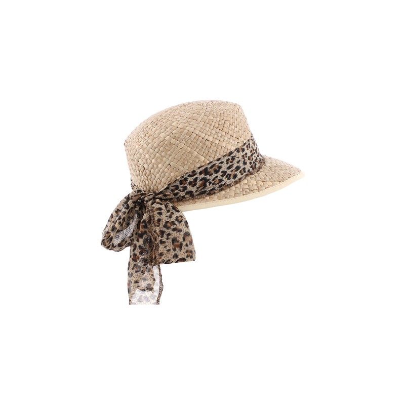 Casquette en paille naturelle unie avec foulard Casquette en paille naturelle unie avec foulard