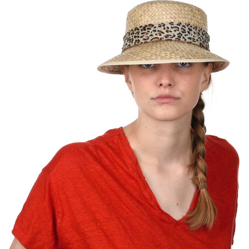 Casquette en paille naturelle unie avec foulard Casquette en paille naturelle unie avec foulard