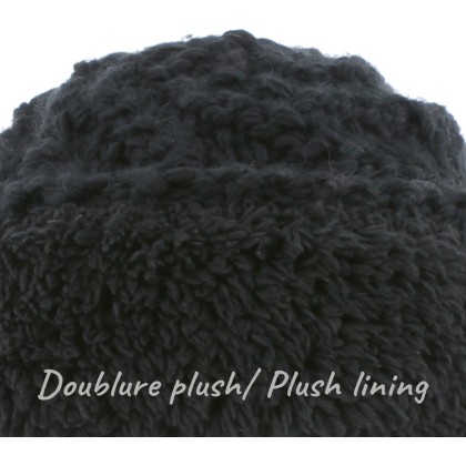 Bonnet adulte en grosse maille uni oblique doublé plush