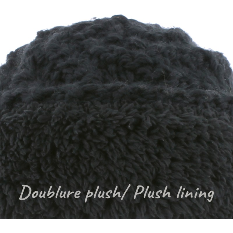 Bonnet adulte en grosse maille uni oblique doublé plush