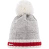 BONNET ROND SIMPLE TRICOLORE RAYE AVEC POMPON FIL