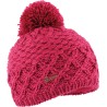 bonnet pompon en maille rose fuchsia