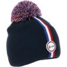 bonnet ligne tricolore et pompon
