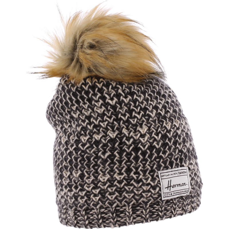 bonnet pompon fausse fourrure