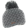 bonnet pompon en maille gris