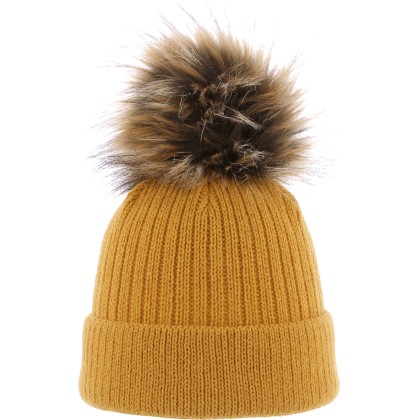 bonnet pompon fausse fourrure femme