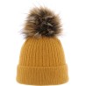 bonnet pompon fausse fourrure femme