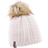 Bonnet enfant uni avec un pompon en fausse fourrure naturel doublé en
