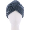 Bonnet turban en maille uni croisé sur l'avant doublé plush
